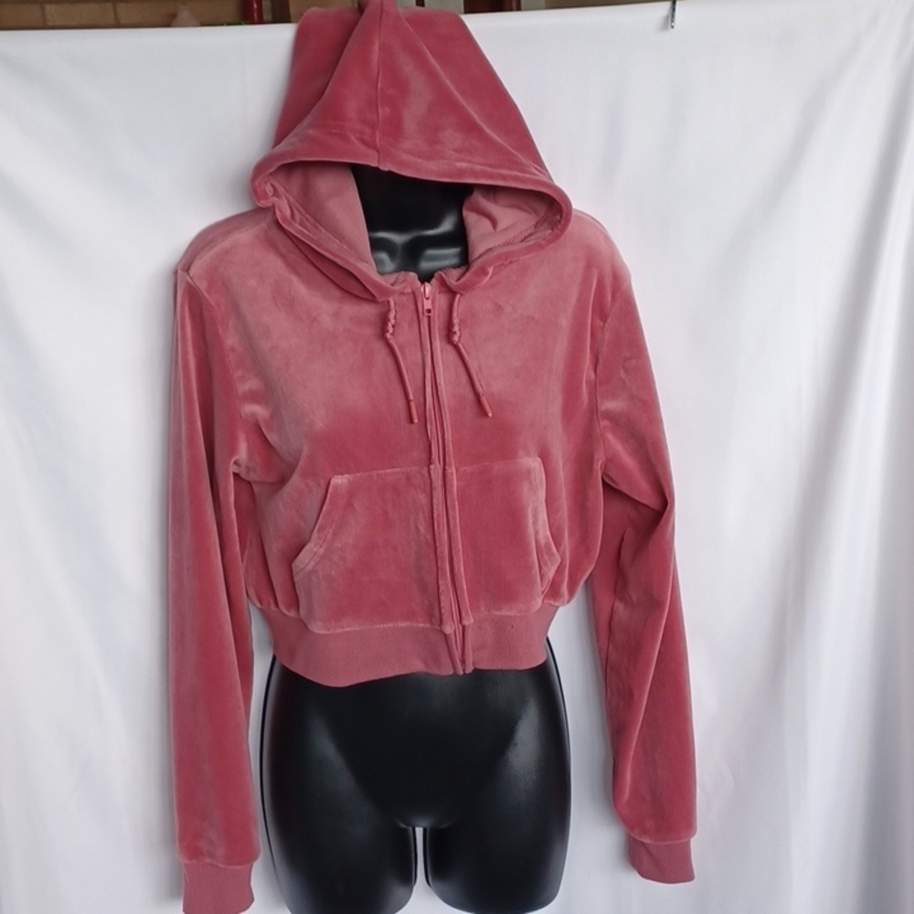Better Together Cropped Pink Hoodie, Velour